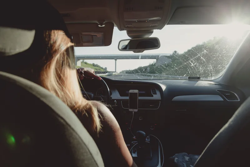 A driver traveling on a highway