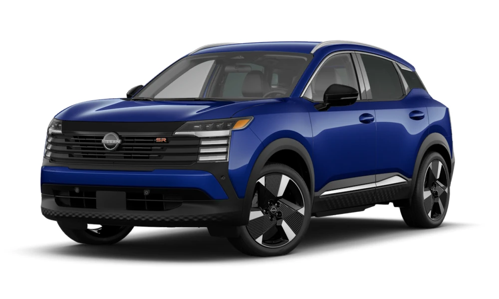 2026 Nissan Kicks in Deep Blue Pearl, full vehicle front three-quarter view facing left