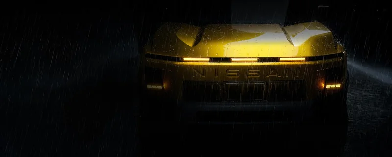 Official Nissan teaser showing the yellow front of the future Xterra in shadow