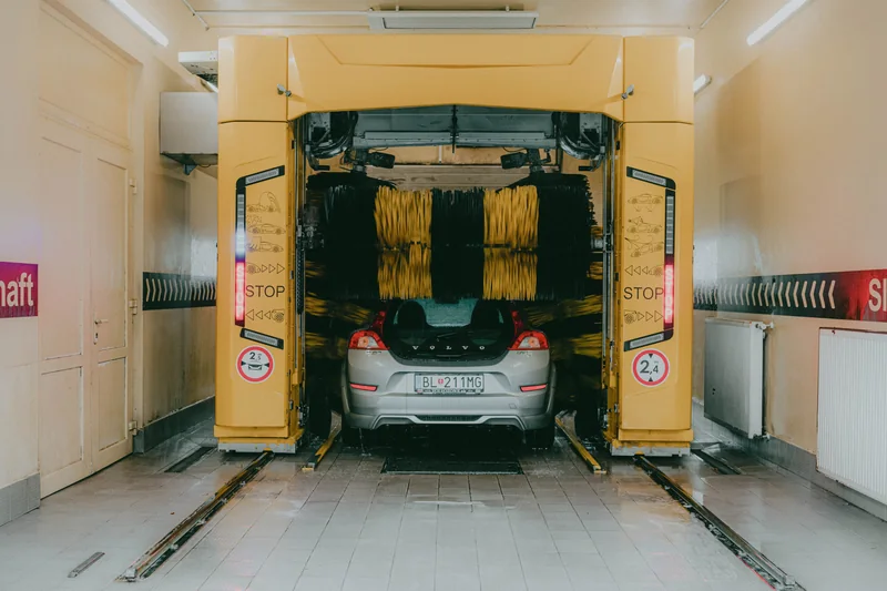 Car in an automatic car wash